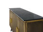 Buffet 4 portes en bois de manguier avec plateau en marbre et finition bronze, 150x40x86 cm - Meuble de rangement élégant
